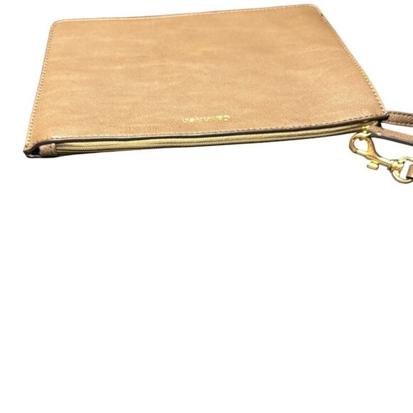 Calvin Klein Taupe Genuine Leather Wristlet Clutch Wallet Minimalist - Picture 3 of 4